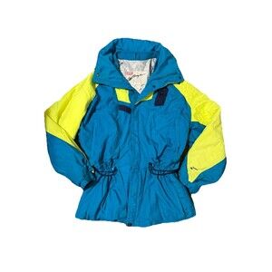 Vintage ROFFE Men’s Skyrider Ski Jacket Medium Teal 80/90s Neon Thinsulate USA